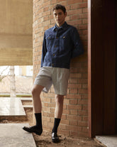 Over jacket with double pockets in pure cotton denim with a dark wash - Dark denim | Giemme BrandsCorporate
