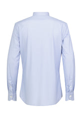 Camicia regular fit con collo francese in tessuto tecnico performante con micro fantasia azzurra - Azzurro | Giemme BrandsCorporate