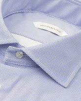 Camicia regular fit con collo francese in tessuto tecnico performante con micro fantasia azzurra - Azzurro | Giemme BrandsCorporate