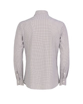 Camicia regular fit con collo francese in tessuto tecnico performante con esclusiva fantasia geometrica marrone - Marrone | Giemme BrandsCorporate