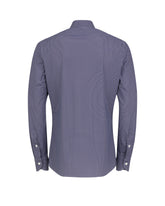 Camicia regular fit con collo francese in tessuto tecnico performante blu con esclusiva fantasia geometrica marrone - Marrone | Giemme BrandsCorporate