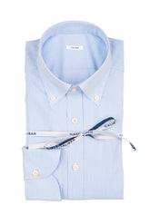 Hemd mit Button-down-Kragen aus reiner Baumwoll-Popeline tausend Streifen weiß und blau - Hellblau | Giemme BrandsCorporate