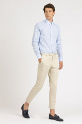 Hemd mit Button-down-Kragen aus reiner Baumwoll-Popeline tausend Streifen weiß und blau - Hellblau | Giemme BrandsCorporate
