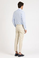 White and light blue striped pure cotton poplin shirt with french collar - Light blue | Giemme BrandsCorporate
