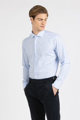 Hemd mit französischem Kragen aus reiner Baumwolle mit weißen und blauen Streifen - Hellblau | Giemme BrandsCorporate