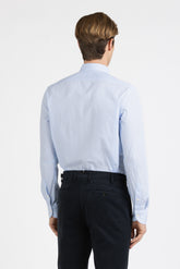 Camicia con collo francese in puro cotone a righe bianche e azzurre - Azzurro | Giemme BrandsCorporate