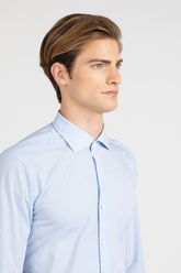 Camicia con collo francese in puro cotone a righe bianche e azzurre - Azzurro | Giemme BrandsCorporate