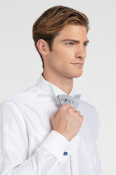 White cotton and viscose dobby shirt with wing collar and double cuff for cufflinks - White | Giemme BrandsCorporate