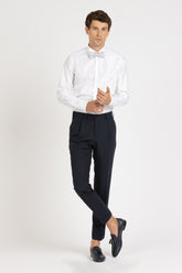 White cotton and viscose dobby shirt with wing collar and dual cuff - White | Giemme BrandsCorporate