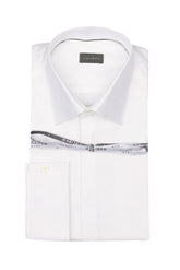 White cotton and viscose dobby shirt with italian collar and dual cuff - White | Giemme BrandsCorporate