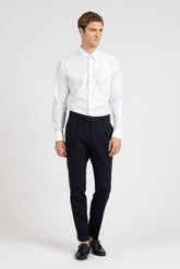 White cotton and viscose dobby shirt with italian collar and dual cuff - White | Giemme BrandsCorporate