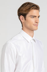 White cotton and viscose dobby shirt with italian collar and dual cuff - White | Giemme BrandsCorporate