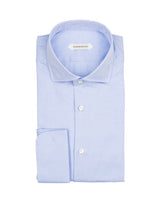 Camicia regular fit con collo francese in puro cotone doppio ritorto azzurro - Azzurro | Giemme BrandsCorporate