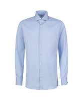 Camicia regular fit con collo francese in puro cotone doppio ritorto azzurro - Azzurro | Giemme BrandsCorporate