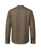 Men's regular fit overshirt with Italian collar in pure green linen - Green | Giemme BrandsCorporate