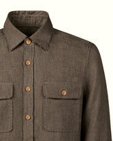 Men's regular fit overshirt with Italian collar in pure green linen - Green | Giemme BrandsCorporate