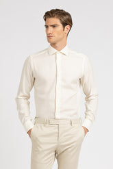 Camicia con collo francese in flanella di lana bianca - Collezione UOMO | Giemme BrandsCorporate