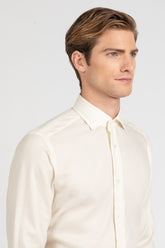 Camicia con collo francese in flanella di lana bianca - Bianco | Giemme BrandsCorporate