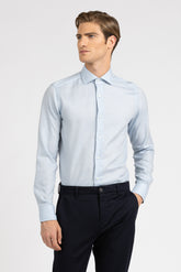 Camicia con collo francese in flanella di lana azzurra - Collezione UOMO | Giemme BrandsCorporate