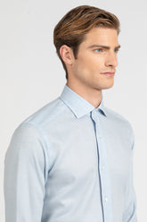 Camicia con collo francese in flanella di lana azzurra - Azzurro | Giemme BrandsCorporate