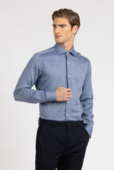 Camicia con collo francese in flanella di lana blu - Collezione UOMO | Giemme BrandsCorporate