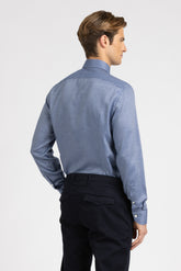 Camicia con collo francese in flanella di lana blu - Blu | Giemme BrandsCorporate