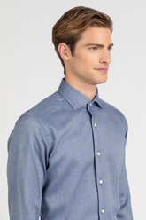 Camicia con collo francese in flanella di lana blu - Blu | Giemme BrandsCorporate