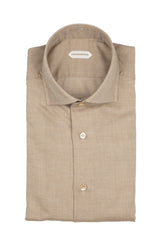 Camicia con collo francese in flanella di lana beige - Collezione UOMO | Giemme BrandsCorporate