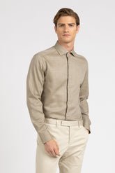 Camicia con collo francese in flanella di lana beige - Collezione UOMO | Giemme BrandsCorporate