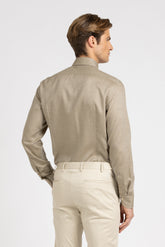 Camicia con collo francese in flanella di lana beige - Beige | Giemme BrandsCorporate