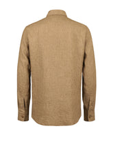 Overshirt regular fit con collo italiano in puro lino marrone - Nocciola | Giemme BrandsCorporate
