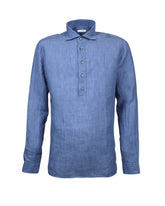 Regular fit polo shirt in pure blue linen - Light blue | Giemme BrandsCorporate