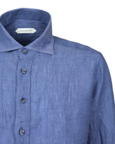 Regular fit polo shirt in pure blue linen - Light blue | Giemme BrandsCorporate