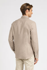 Camicia con collo francese in flanella di puro cotone beige - Beige | Giemme BrandsCorporate