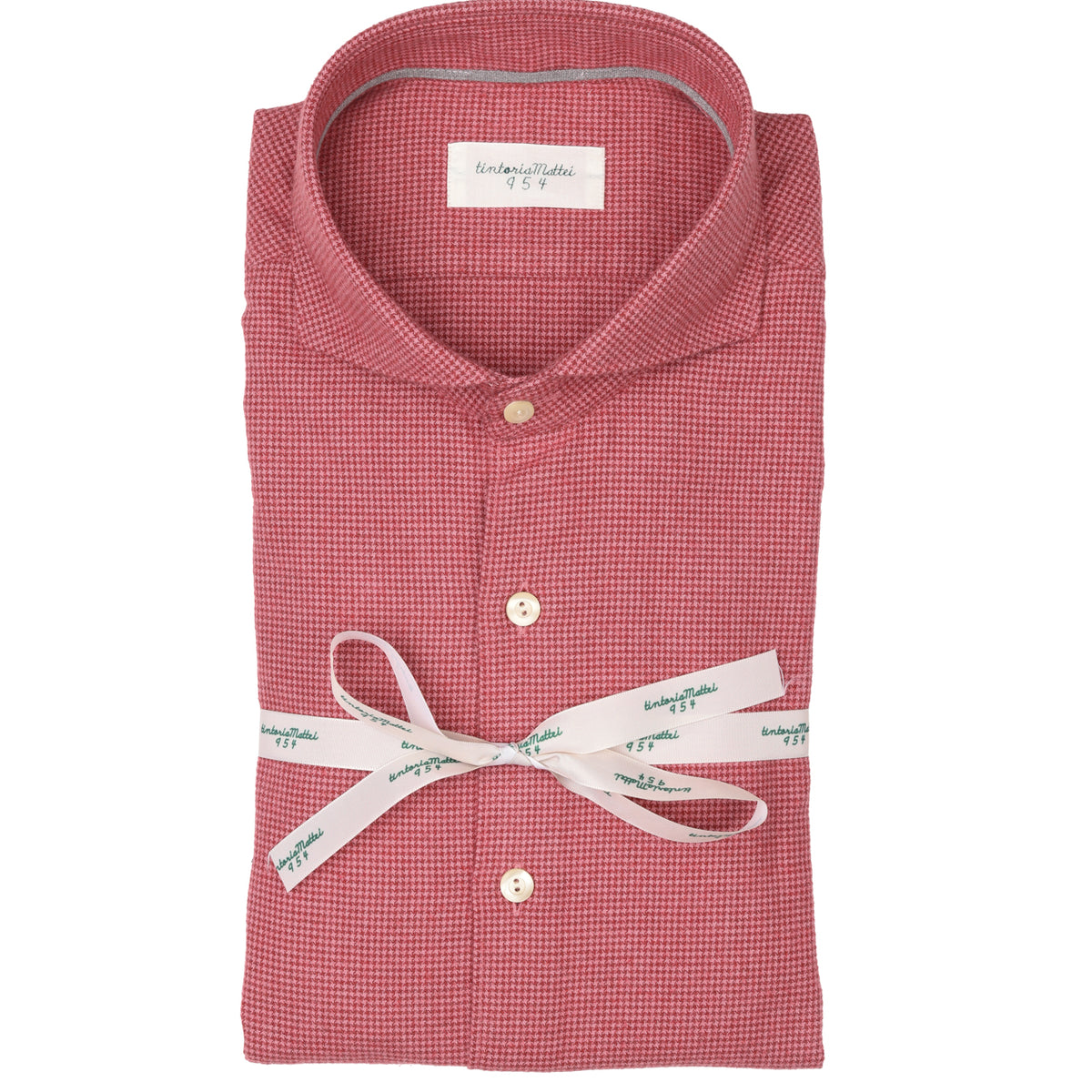Camicia slim fit con collo francese in puro cotone con motivo pied de