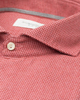 Slim-Fit-Hemd mit französischem Kragen aus reiner Baumwolle mit rotem Hahnentrittmuster - Rot | Giemme BrandsCorporate