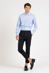 Camicia con collo francese in puro cotone giro inglese azzurro - Azzurro | Giemme BrandsCorporate