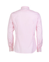 Slim-Fit-Hemd mit französischem Kragen aus reinem Baumwoll-Popeline in rosa Streifen - Rosa | Giemme BrandsCorporate