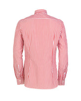 Slim-Fit-Hemd mit französischem Kragen aus reinem Baumwoll-Popeline mit roten Streifen - Rot | Giemme BrandsCorporate