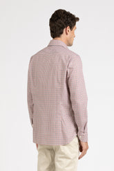 Camicia con collo francese in Vaiella di puro cotone a quadri sui toni dell'arancione - Arancione | Giemme BrandsCorporate