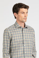 Green check pure cotton Vaiella shirt with french collar - Green | Giemme BrandsCorporate