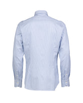 Camicia regular fit con collo francese in puro cotone bianco a righe azzurre - Azzurro | Giemme BrandsCorporate