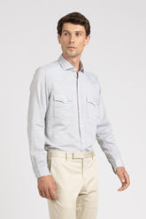 Camicia con collo francese in mussola di cotone grigia - Grigio | Giemme BrandsCorporate