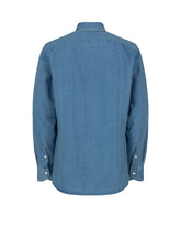 Regular-fit shirt with French collar in pure cotton denim - Dark denim | Giemme BrandsCorporate
