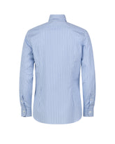 Camicia slim fit con collo francese in popeline di puro cotone azzurro a righe blu - Azzurro | Giemme BrandsCorporate
