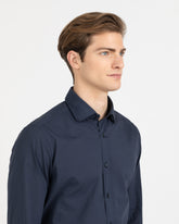 Camicia regular fit con collo francese in mussola di puro cotone tinto capo blu - Blu | Giemme BrandsCorporate