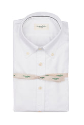 White pure Oxford cotton shirt with button down collar - White | Giemme BrandsCorporate