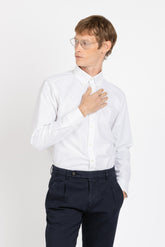 White pure Oxford cotton shirt with button down collar - White | Giemme BrandsCorporate