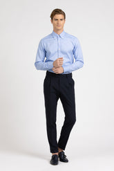 Camicia con collo button down in puro cotone pin point azzurro - Azzurro | Giemme BrandsCorporate