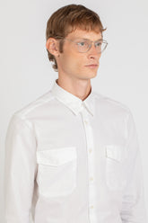 Camicia con collo italiano in puro cotone pin point bianco - Bianco | Giemme BrandsCorporate